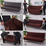 Cornasee Stretch Futon Cover Slipcovers Full Size,Fully Folding Armless Sofa Bed & Couch Protector,Machine Washable (Red) Cornasee