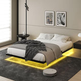 HOMBCK Floating Bed Frame Full Size with LED Light, Modern Metal Bed Frame, No Box Spring Needed, Noise Free, Easy Assembly HOMBCK