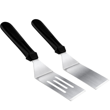 Metal Spatulas for kitchen Use, 2 Pieces Professional Serving Spatula with Heat Resistant Handle, 9.8 Inch Stainless Steel Spatula Ideal for Pancakes, Eggs, Griddle Scraper, BBQ or Desserts volikos