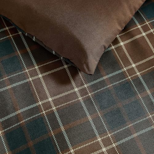 Eddie Bauer - Queen Comforter Set, Soft & Smooth Printed Bedding with Solid Reverse, 3 Piece Bed Set with Matching Pillowcases (Huntley Plaid Brown) Eddie Bauer