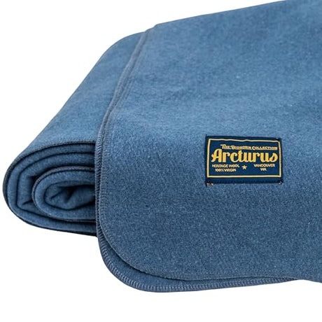 Arcturus Bighorn 100% Virgin Wool Blanket | Heirloom-Quality Wool Bedding for Home & Cabin | Warm, Thick & Durable (Twin Size, Steel Blue) Arcturus