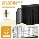 Hzuaneri 26.8'' Wooden Dog Crate Furniture, Indoor Dog Kennel Dogs Cage for Small Dogs, Heavy Duty Dog Crates Decorative Pet House End Side Table TV Stand, Black DFC85504B Hzuaneri