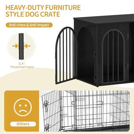 Hzuaneri 26.8'' Wooden Dog Crate Furniture, Indoor Dog Kennel Dogs Cage for Small Dogs, Heavy Duty Dog Crates Decorative Pet House End Side Table TV Stand, Black DFC85504B Hzuaneri