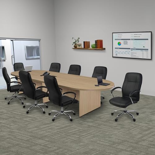 Romig Legacy 12 ft. Racetrack Laminate Conference Table with Charging Port- Noble Oak Romig