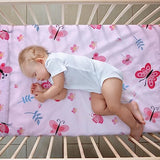 Tudomro 3 Pieces Butterfly Nursery Crib Bedding Set for Girls, Standard Size Bedding Sets with Comforter Fitted Sheet Crib Skirt(Pink) Tudomro