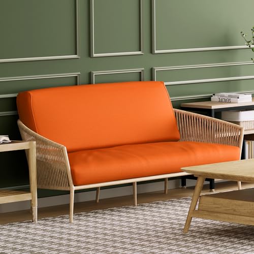 MoNiBloom Twin Futon Cover, Armless Stretch Futon Slipcover Armless Sofa Cover Furniture Protector, Washable Zippered Futon Couch Cover for Adults Kids and Pets, Jackknife Rv Sofa Covers, Pumpkin MoNiBloom