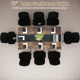 Giantex 6 FT Conference Table for 6-8 People, Modern 71" L x 38" W Large Meeting Table with Storage Shelf & Cable Grommet, Rectangle Conference Room Table for Office, Boardroom, Rustic Brown (1) Giantex