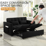 DQlVrillka Loveseat Sleeper Sofa, 3 in 1 Convertible Sofa Bed, Adjustable Backrest Comfy Pull Out Couch, Modern Upholstered Sofa for Living Room Bedroom Apartment Small Space (Black) DQlVrillka