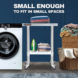 DuraSteel Food Prep Stainless Steel Table -30 x 24 Inch Metal Table Cart - Commercial Workbench with Caster Wheel - NSF Certified - For Restaurant, Warehouse, Home, Kitchen, Garage, Silver DuraSteel