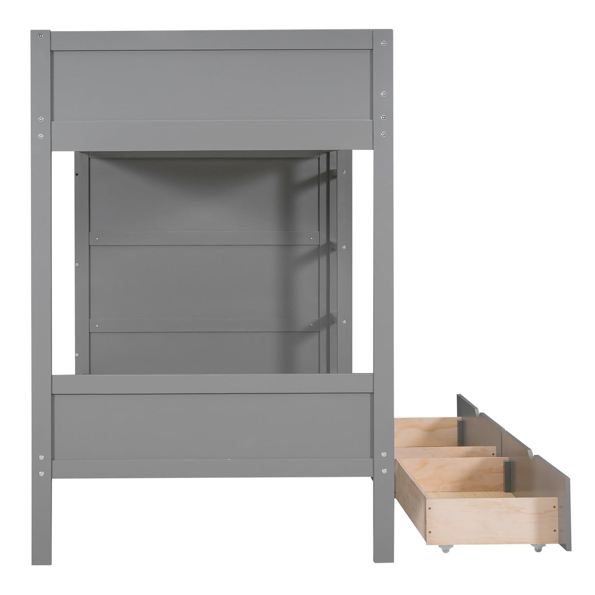 Harper & Bright Designs Twin Over Twin Bunk Bed with Storage, Wood Bunk Bed Frame with 2 Drawers and Multi-Layer Cabinet, Gray Harper & Bright Designs