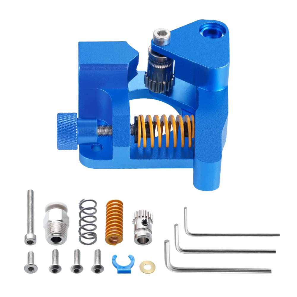 Updated Dual Gear Ender 3 Extruder, Dual Hardened Steel Drive Gear CR10S Pro Extruder Blue Compatible for Ender 3 V2, Ender 3 Pro,Ender 3 Max,Ender 5/CR10,3D Printer 1.75 mm Filament Extruder - WoodArtSupply