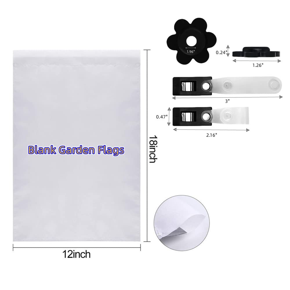 Blank Sublimation Garden Flag 12" x 18" DIY Lawn Flags Polyester Outdoor Single-sided Flag with Free Anti-Wind Clip and Stopper Yard Flag for Garden Or Yard Decoration（ 10 Pack）