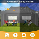 COBIZI 10x20 Pop up Canopy Tent 10x20 Canopy with 6 Sidewalls Waterproof Heavy Duty Commercial Tent for Parties Outdoor Garden Gazebo, Carry Bag with Wheel(10x20ft, Gray) COBIZI