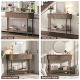 JOINICE 43" Entryway Table with Drawers,Fluted Console Table with Storage Shelf,Narrow Sofa Table for Living Room,Hallway,Foyer,Walnut JOINICE
