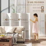 HOMCOM Room Divider, 6 Panel 67" Tall Wood Privacy Screen with 3 Display Shelves, and Folding Storage for Bedroom or Home Office, White HOMCOM