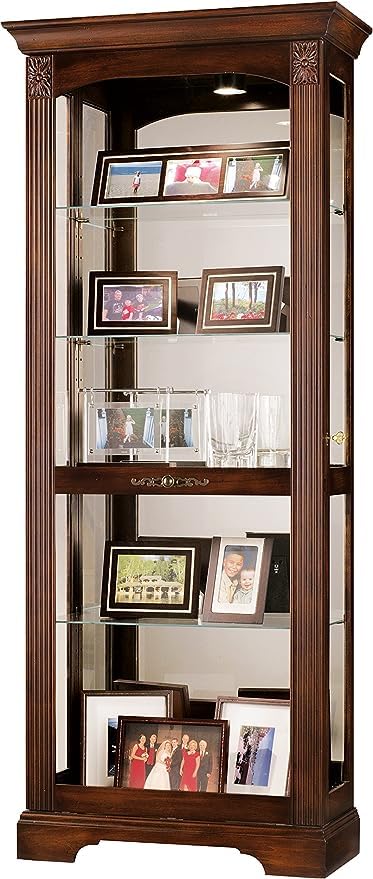 Howard Miller Chalfie Curio Cabinet, Portable Storage Cabinet for Collectibles Living Room & Office - Sliding Door with Lockable Glass Shelves & Wood Finish Adjustable Floor Levelers Howard Miller