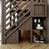 Max & Lily Bunk Bed, Twin-Over-Twin Bed Frame For Kids With Stairs, Clay Max & Lily