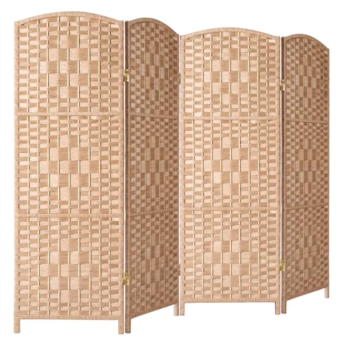 HALLYBEE Small Room Divider, Privacy Screen, Short Room Dividers and Folding Privacy Screens, Foldable Temperary Wall Partitions, 4 Panel Natural Space Separation Separator HALLYBEE