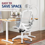 GABRYLLY Ergonomic Office Chair, High Back Home Desk Chair with Headrest, Flip-Up Arms, 90-120° Tilt Lock and Wide Cushion, 400LBS Mesh Chairs for Man Woman, White Task Chair(Grey,GY01WG) GABRYLLY