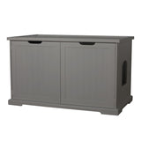 Merry Products Adjustable Pet Cat Washroom Storage Bench Furniture with Removable Partition Wall for All Size Litter Boxes, Gray Merry Pet