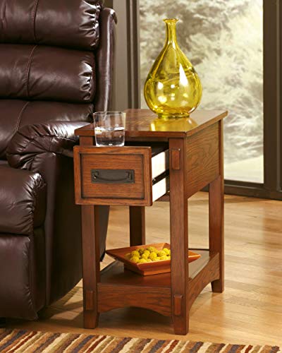 Signature Design by Ashley Breegin New Traditional Wooden Chair Side End Table with 1 Drawer and 1 Fixed Shelf, Brown - WoodArtSupply