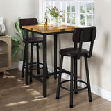 Recaceik 3 Piece Pub Dining Set, Modern bar Table and Stools for 2 Kitchen Counter Height Wood Top Bistro Easy Assemble for Breakfast Nook Living Room Small Space Restaurant, Rustic Brown 24” Recaceik