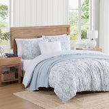 Tommy Hilfiger - Comforter Set, Luxuriously Soft Cotton Slub Bedding with Matching Shams, Abstract Inspired Design (Ethereal Floral Blue, Full/Queen) Tommy Hilfiger