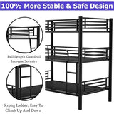 ATOPCORP New Upgrade Metal Twin Over Twin Over Twin Triple Bunk Bed Frame,Detachable Heavy Duty Steel 3 Bunk Beds with 2 Ladder & Guardrail for Kids Adults Teens Boys, No Box Spring Need (Black) ATOPCORP