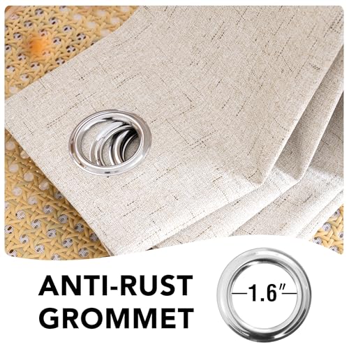 H.VERSAILTEX Linen Blackout Curtain Durable Thick Textured Linen Look 100% Blackout Patio Door Curtain Anti Rust Grommet Extra Wide Sliding Door Curtain Panel, W100 x L84 inch - Natural H.VERSAILTEX