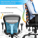 COSTWAY Ergonomic Mesh Office Chair, Mid Back Task Chair with Height Adjustable Armrests, Lumbar Support and Rocking Backrest, Breathable Swivel Computer Desk Chair for Home Office (Black) COSTWAY