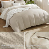 David's Home Waffle Weave Duvet Cover Set King Size,Soft Breathable 3pcs Comforter Cover Set with 2 Pillowcases,Textured Home Decor Bedding Set Cozy for All Seasons, Nature 104"×90",No Comforter David's Home