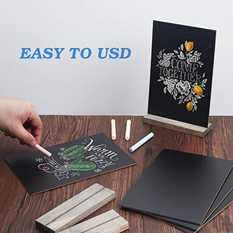 MOTYAWN Mini Chalkboard Signs with Stand - 6 PCS Vintage Wooden Tabletop Chalkboard Sign - 6 x 9 Inch Small Message Chalk Board Food Menu Sign, Wedding Decorative Chalkboard Table Signs MOTYAWN