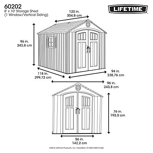 Lifetime 60202 8 x 10 Ft. Outdoor Storage Shed, Gray Lifetime