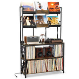 Aquzee Extra Large Record Player Stand, Vinyl Record Stand Hold Up to 600 Albums, Turntable Stand with Record Display Shelf, Record Player Table for Living Room Bedroom Music Room Studio, Rustic Brown Aquzee