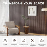 POHARE WPC Slat Wall Panels, 8 Pack Accent Slat Wood Slats for Wall and Ceilings, Acoustic Panels for Interior Wall Modern Décor, Walnut, 95 x 6 in POHARE