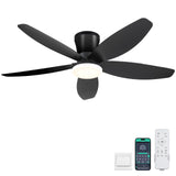 Surtime 42" Ceiling Fans with Lights-Low Profile Ceiling Fan with Light and Remote/APP Control,Flush Mount,DC Reversible,LED Dimmable Black Ceiling Fans for Bedroom,Indoor/Outdoor Patio Use Surtime