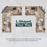 Vari ComfortEdge 80x60 L-Shape Electric Standing Desk – Height Adjustable Sit-Stand VariDesk for Corner Office with Reversible Left/Right Design + Reclaimed Wood Top/Slate Legs (Ships in 3 Boxes) Vari