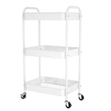 PNVXNUS 3 Tier Rolling Metal Storage Carts with Wheels,Multi Functional Organizer Cart for Office, Bathroom, Kitchen, Book, Diaper. Easy Assembly. (White) PNVXNUS