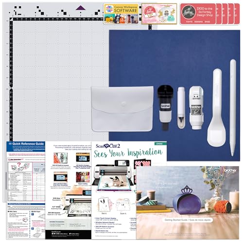 Brother SP-1 Sublimation Printer Bundle with ScanNCut SDX125, Full Ink Set, 160 Sublimation Transfer Sheets, 50 Blanks, Tape and More