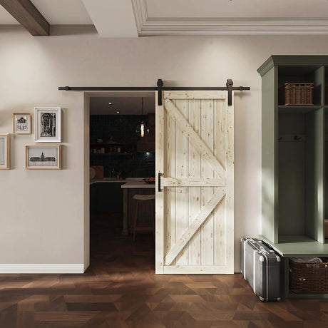 ARK DESIGN 36 x 84 Inch Barn Door with 7FT Sliding Barn Door Hardware Kit Included, Solid Wood DIY Dyeing Sliding Door, Pre-Drilled, Simple Assembly Required ARK DESIGN
