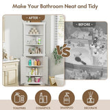 Flamaker Corner Cabinet, Corner Shelf with 2 Barn Doors and 3 Shelves, Freestanding Storage Cabinet with Adjustable Dividers for Bathroom, Living Flamaker