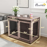 PawHut 39" Dog Crate Furniture, Dog Kennel Furniture End Table with Sliding Barn Door, Pet Cage Table for Large Breeds, Walnut Brown PawHut