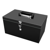 Peastorm Small Steel Metal Tool Box, Lockable Storage Box for Storing Valuable Items, Office Documents, Garage Tools (12" Black) peastorm
