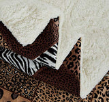 GrandLinen 3 Piece Queen Size Dark Brown Black Animal Print Safari Comforter Set. Leopard, Zebra, Cheetah Winter Micro Fur Bedding with Sherpa Backing Grand Linen