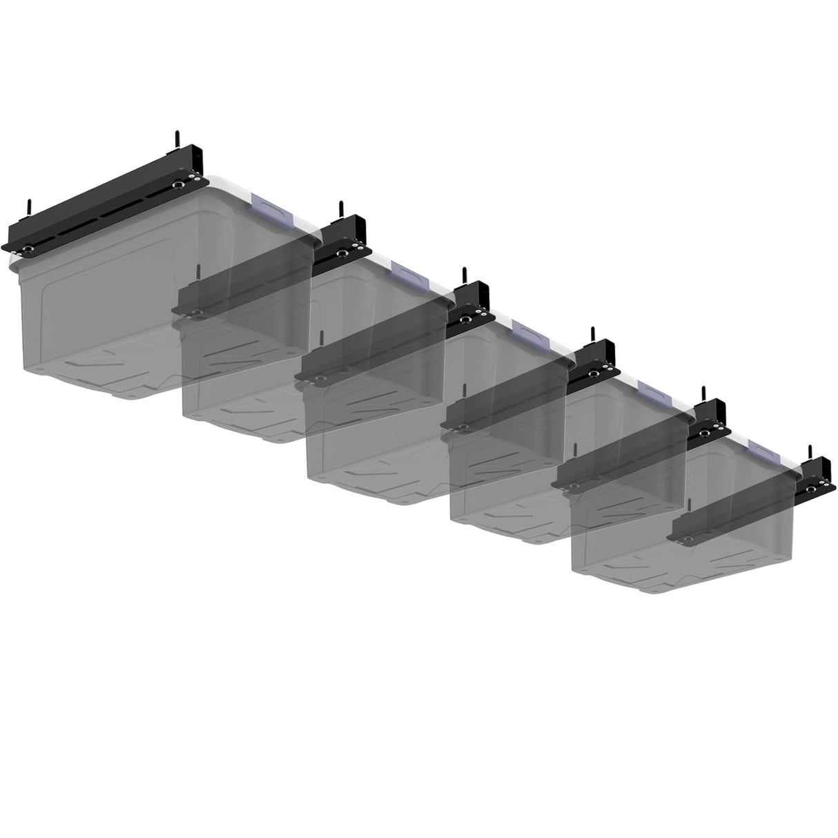 Fixirons 6 Pack Overhead Storage Bin Rack, Ceiling Racks for Utility Bins Organization, Heavy Duty Rack Ceiling Garage Storage for Supports Most Bins Container (for 5 Bins, Bins are not included) Fixirons