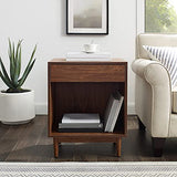 Crosley Furniture Liam End Table and Record Player Stand with Storage for Vinyl Records, Walnut Crosley Furniture