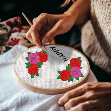 BENECREAT 4 Sheets Roses Sewing Embroidery Stabilizers, 42pcs Flowers Embroidery Paper with Pre-Printed Water Soluble Stabilizer for Embroidery Hand Sewing Lover Beginners BENECREAT
