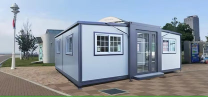 Portable Prefab House 19x20ft - Foldable House with 1 Bathroom, 1 Kitchen, 1 Living Room and 2 bedrooms I Unique Living and Working Experience - WoodArtSupply