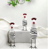 WQKING 3PCS Wood Chicken Rooster Decor Figurines Set Farmhouse Rustic Home Office Decor WQKING