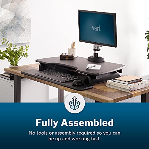 Vari - VariDesk Essential 36 - Two-Tier Standing Desk Converter for Monitor & Accessories - Height Adjustable Sit Stand Desk - Fully Assembled Monitor Riser for Home Office - 36" Wide, Black Vari